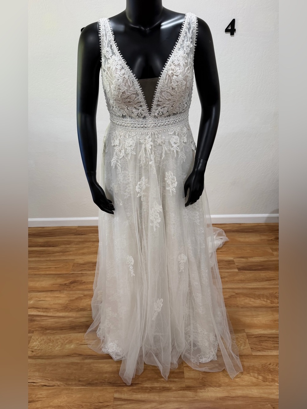 Lillian West 66170 Wedding Dress NWT Size 14 Ivory Sand Nude